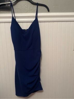 Blue Spaghetti Strap Mini Dress